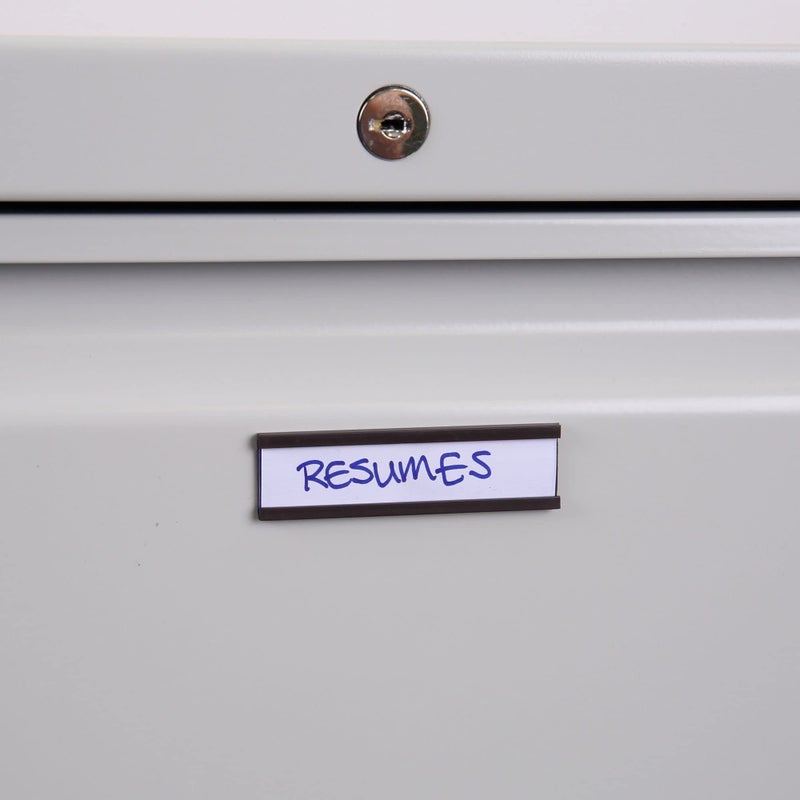 MasterVision Magnetic Data Card Holders with Inserts, 3/4 x 2-3/4 Inches, Black Holders and White Inserts, Pack of 10 Holders - Image 3